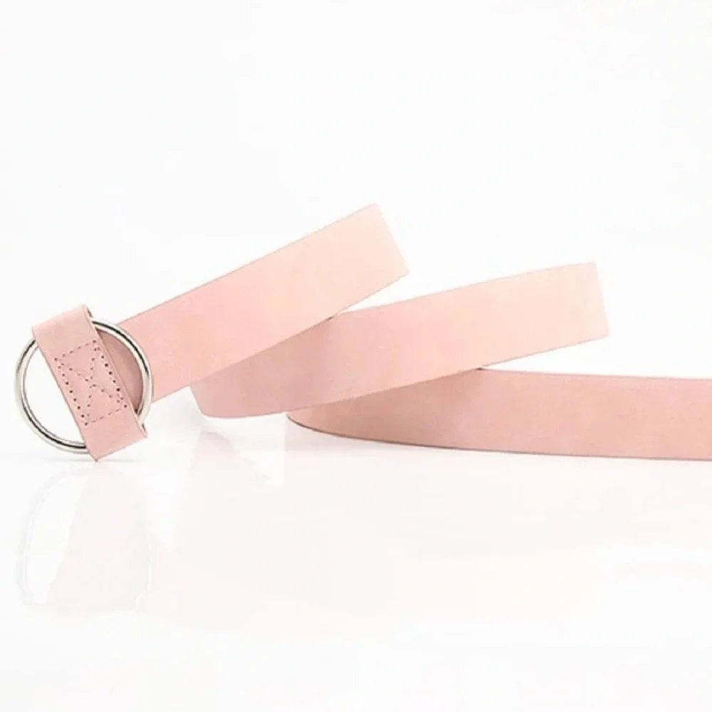 NEW| Women’s 1 Piece Minimalist PU Leather Silver Ring Buckle Belt